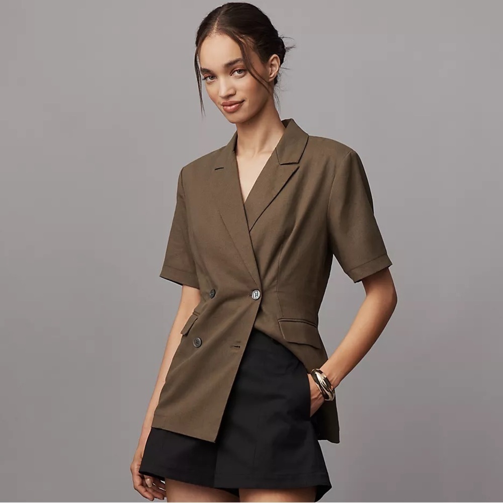 NWT! Anthropologie Dolan Left Coast Short-Sleeve Linen Blend Blazer - Size XS - Picture 5 of 5